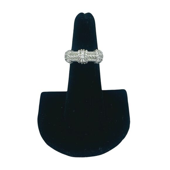 Judith Ripka 925 Sterling Silver Cubic Zirconia Ring Band - Size 6 - Picture 2 of 10